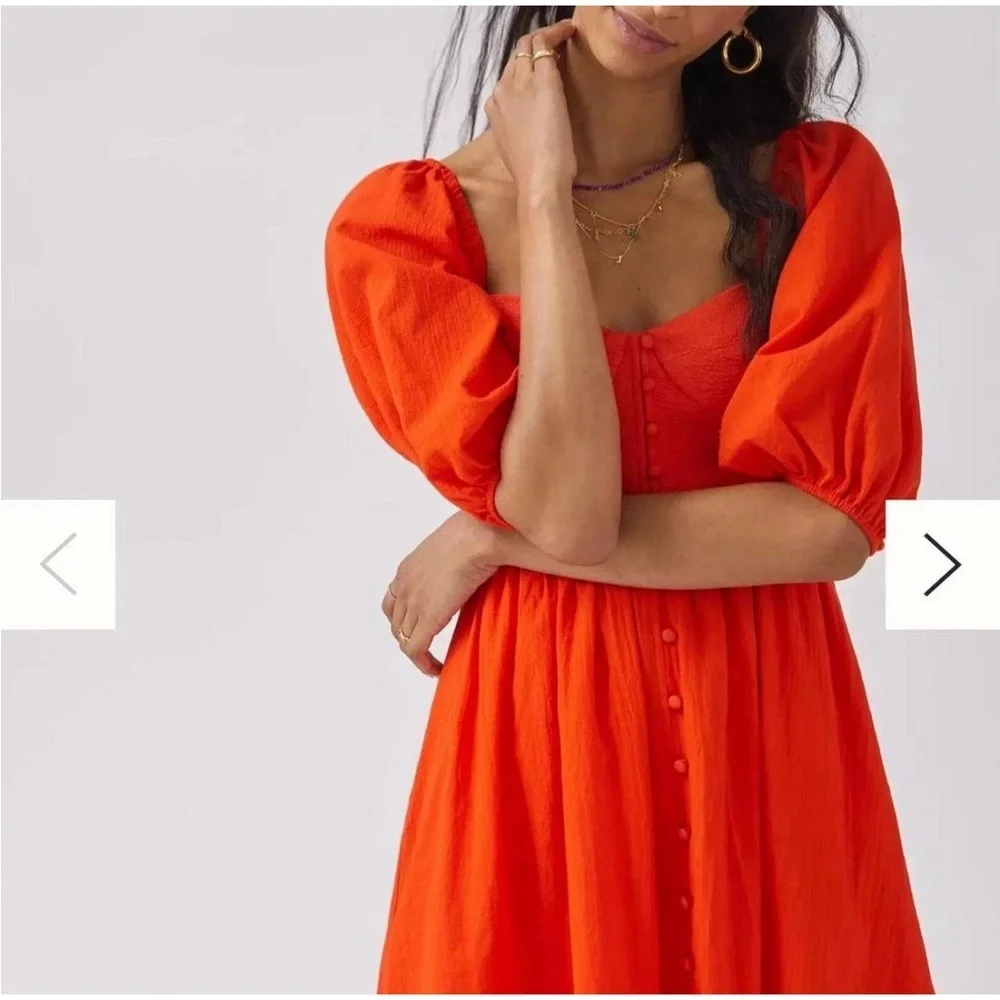 Maeve by Anthropologie Black Puff Sleeve Button Front Dress | Size Small - Picture 2 of 7